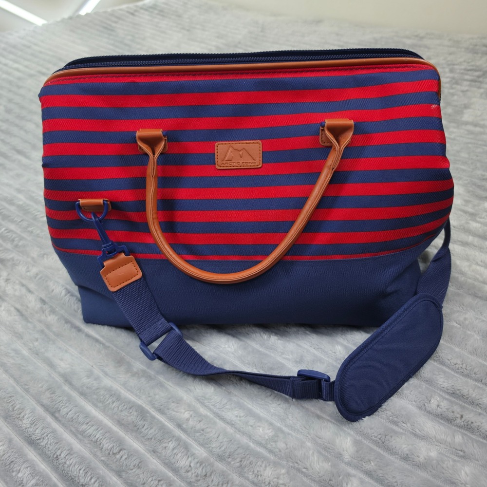 Arctic Zone Insulated Tote Bag Navy Red Striped Cooler 50-38701-00-06 NWOT